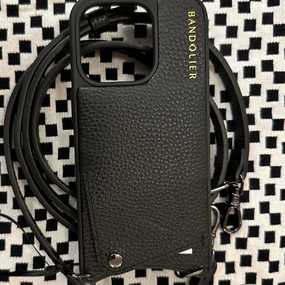 MINT Bandolier EMMA iPhone 15 Pro Crossbody Phone Case Black/Pewter